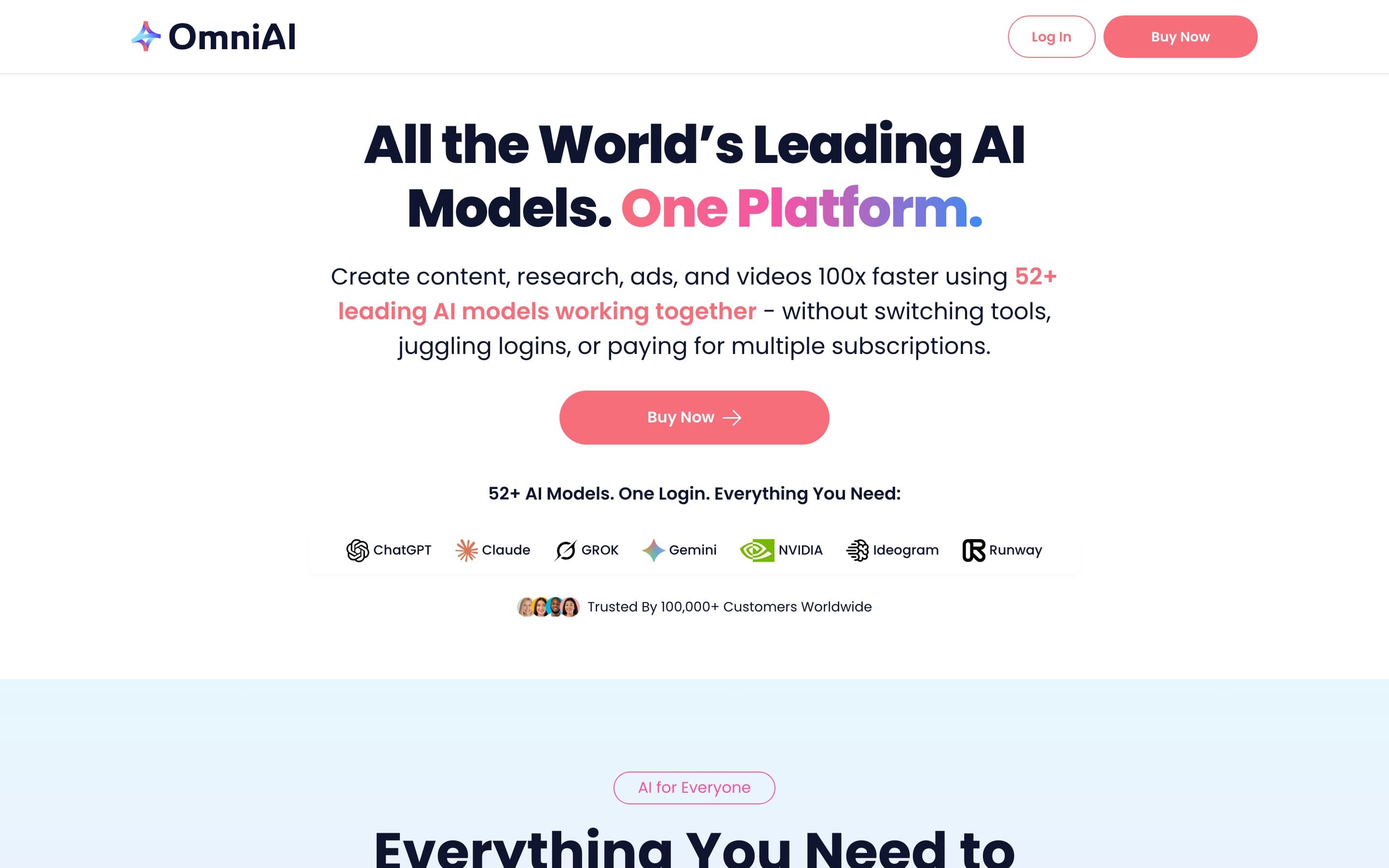Productscherm van Omni AI